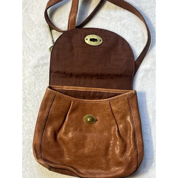 1954 FOSSIL Long Live Vintage Leather Crossbody Purse w/Key - Picture 9 of 11